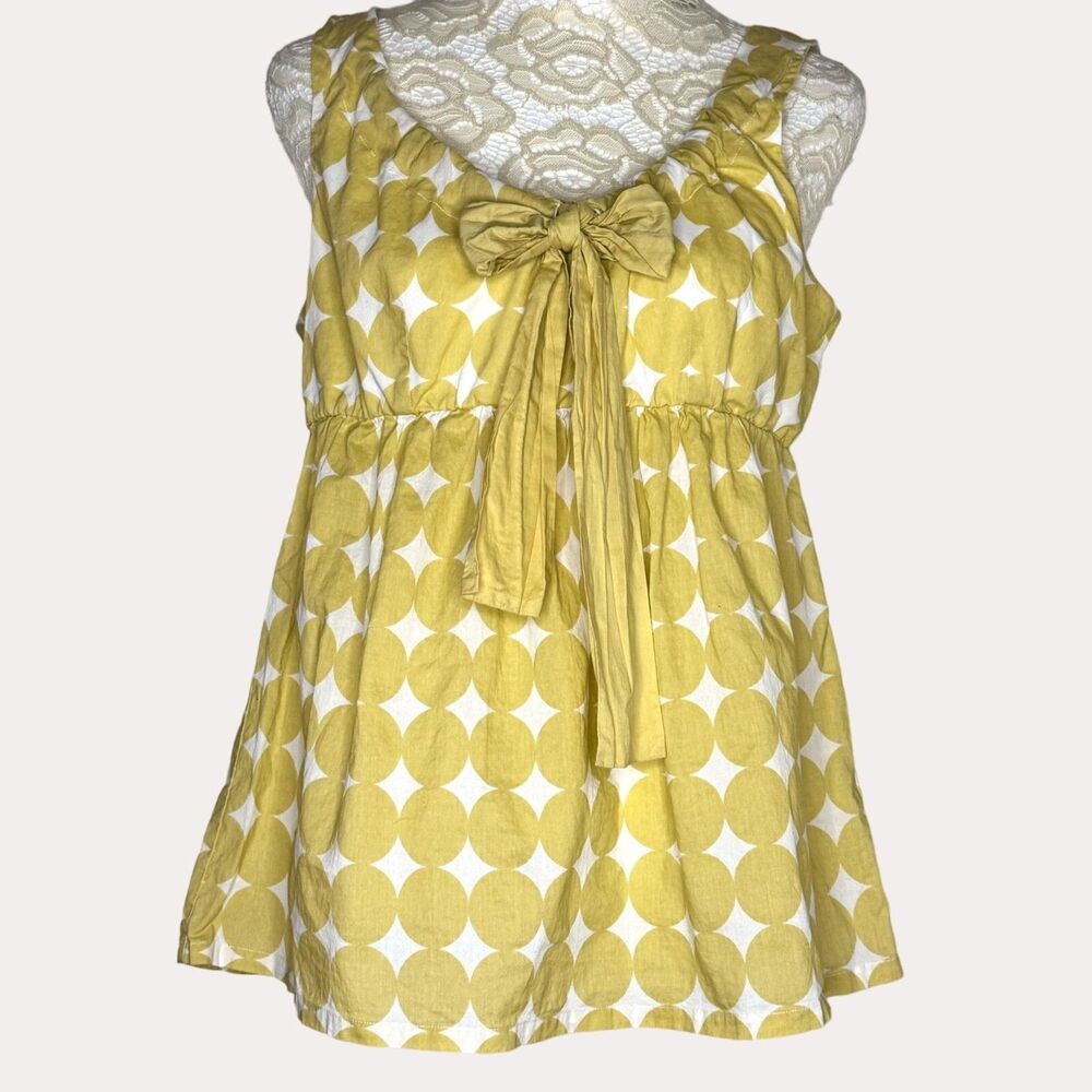 Hoss Intropia Blouse Top Polka Dot Bow Green Beige 38 US S M bv